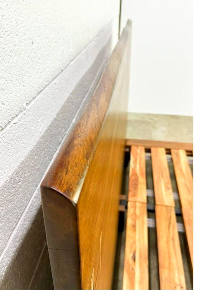 American Organic Modern Live-Edge Queen Platform Bed with Brass Inlays — detail view 12