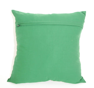 Emerald Green Exotic Silk Throw Pillow with Elephants and Peacocks India
