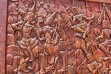 Antique Monumental Asian Hand-Carved Wooden Decorative Mural Panel 8ft