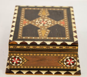 Moorish Wood Box Islamic Marquetry Mosaic Art Granada Spain Khatam Decor 1940s