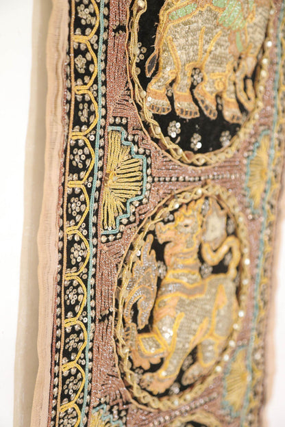 Vintage Burmese Kalaga Tapestry Embroidered Wall Hanging 1960 — additional view 12