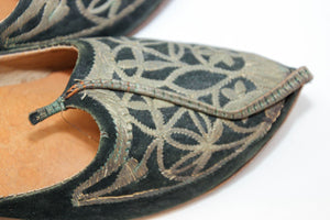 Moorish Mughal style Curled Toe Black Leather Shoes from Tony Duquette Estate