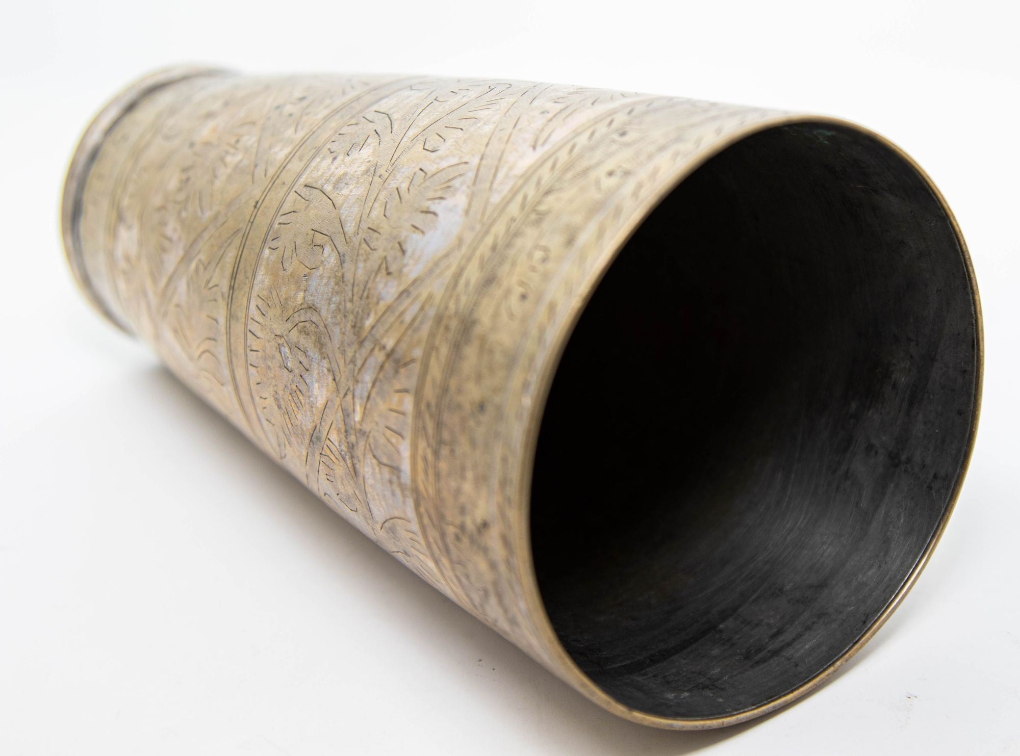 Antique Metal Engraved Mughal Beaker or Vase from India 1940s