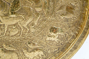 Collectible Islamic Asian Metalwork Polished Brass Tray Circa 1940s