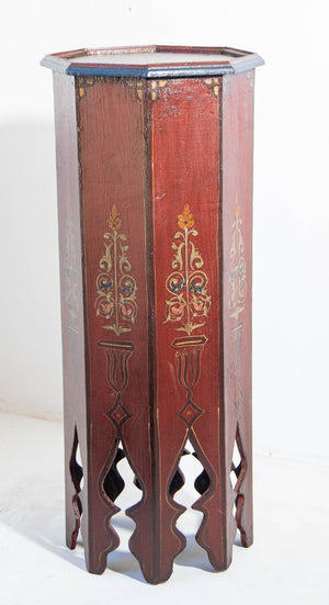 Moroccan Pedestal Table in Moorish Hand Painted Design Octagonal Shape 1960s