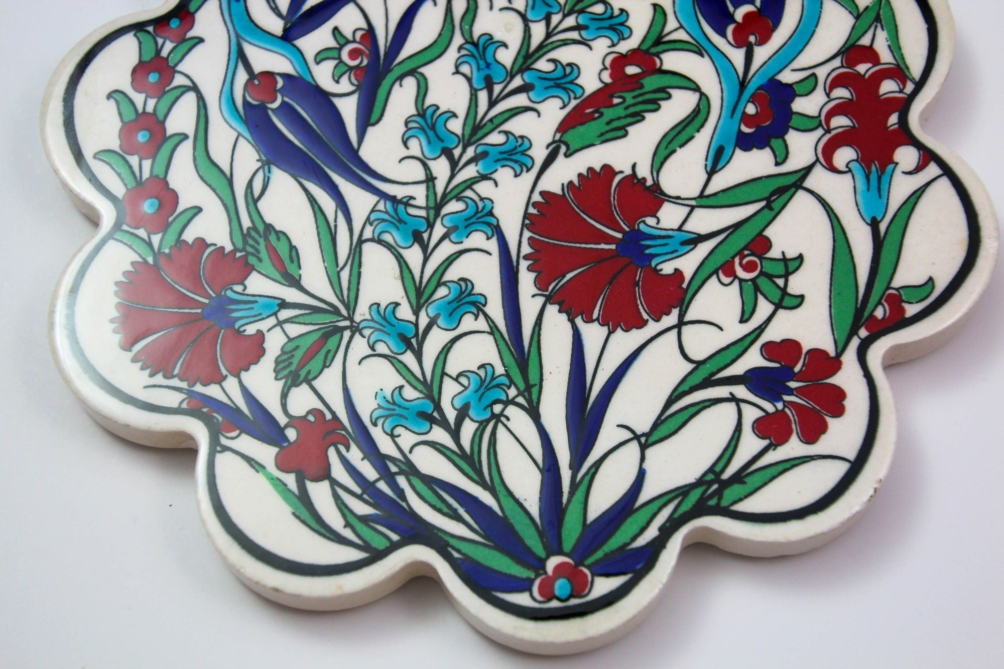 Turkish Iznik Style Ceramic Tiles Set of 3