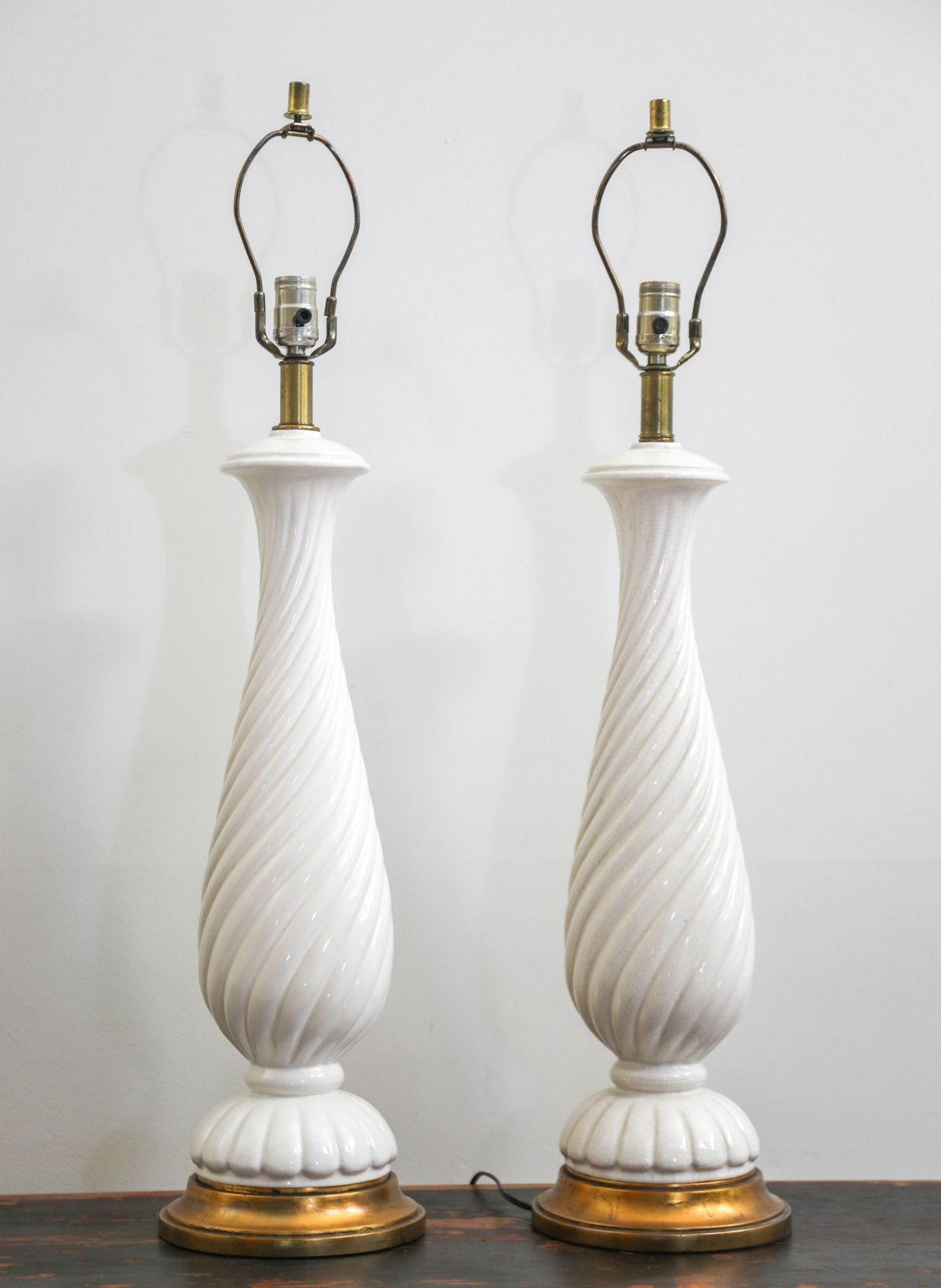 Nardini Studio of California 1960 Pair of Large White Ceramic Table Lamps — United States