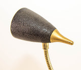 Mid-Century Modern Brass Gooseneck Desk Lamp, Black & Gold, USA, circa 1950s