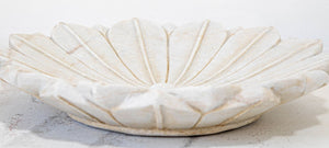 White Marble Open Lotus Flower Shape Large Blow Hand-Carved in India Raj Mughal