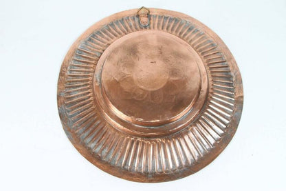 Vintage Asian Hand-Hammered Copper Elephant Tray or Wall Plaque Bowl 1940s
