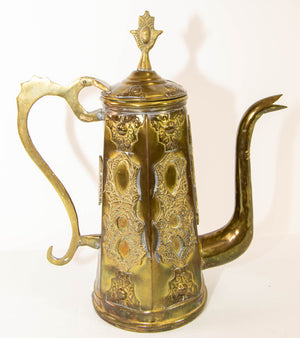 Antique Moroccan Moorish Style Middle Eastern Islamic Brass Coffee Pot