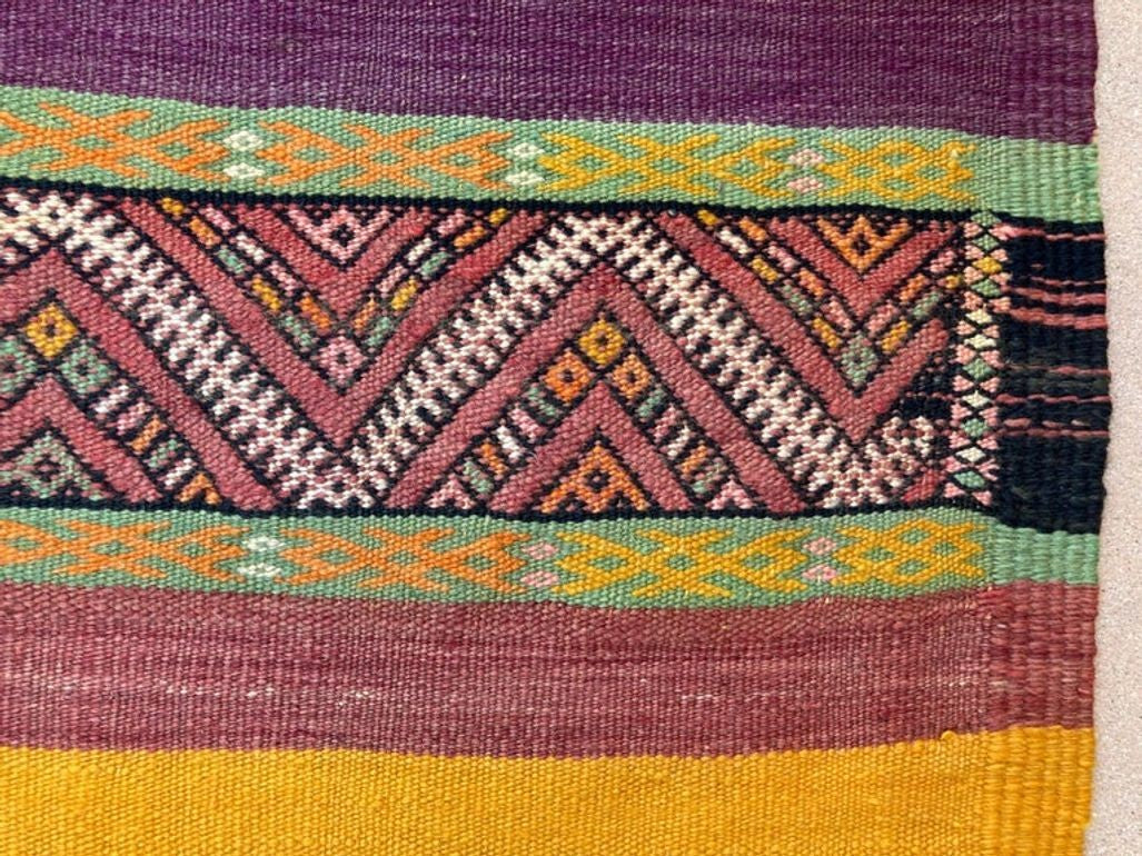 Vintage Hand-Woven Berber Kilim Rug by Moroccan Artisans, 6.5x10 ft