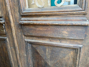 Set of French Painted Double Entry Door with Iron Insert