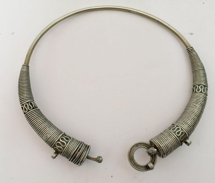 Traditional Silver Torque Necklace Chocker from Rajasthan India
