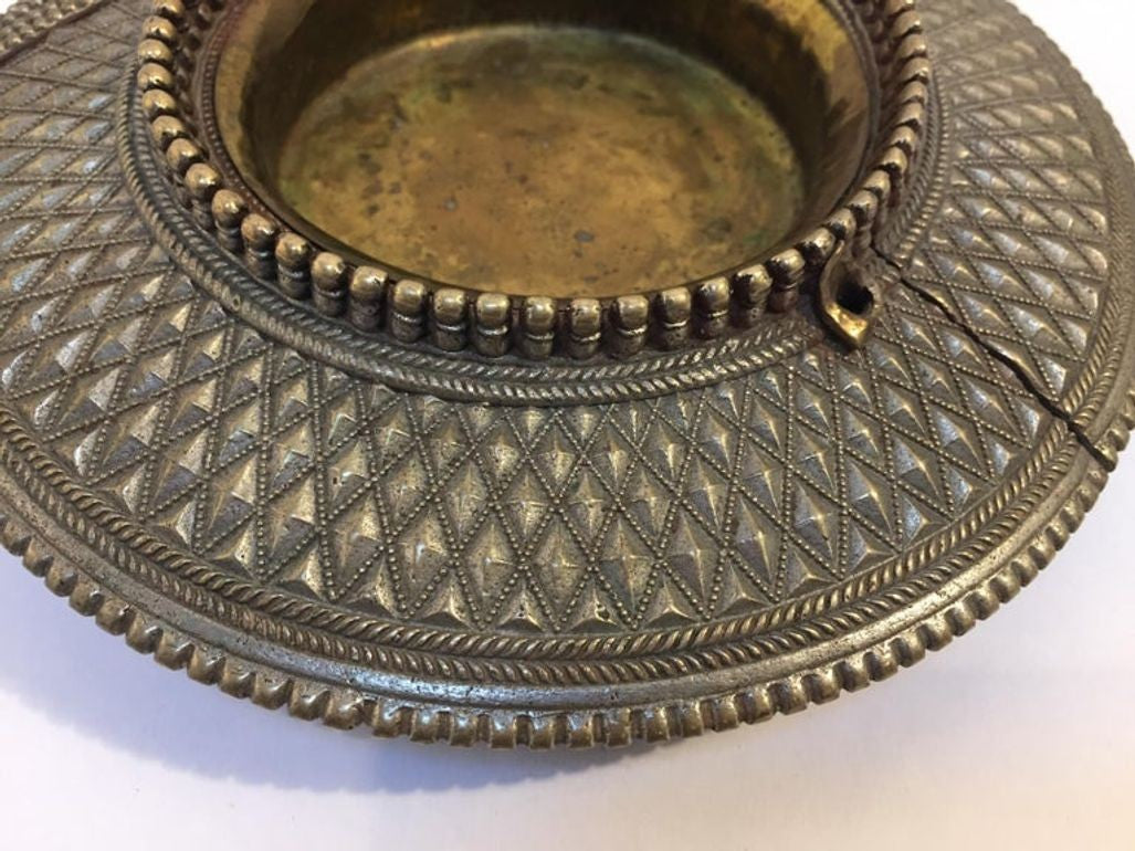 Antique Indian Dhokra Tribal Brass Anklet Repurposed as Catchall, circa 1920