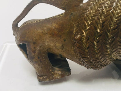Vintage West African Cast-Brass Mythical Lion Folk Art Sculpture, circa 1960