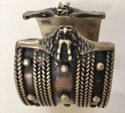 Vintage Moroccan Berber Tribal Bracelet, Handcrafted Metal Cuff, 1950