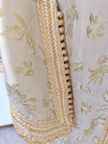 Vintage Moroccan Kaftan White and Gold Metallic Floral Brocade Caftan 1970's