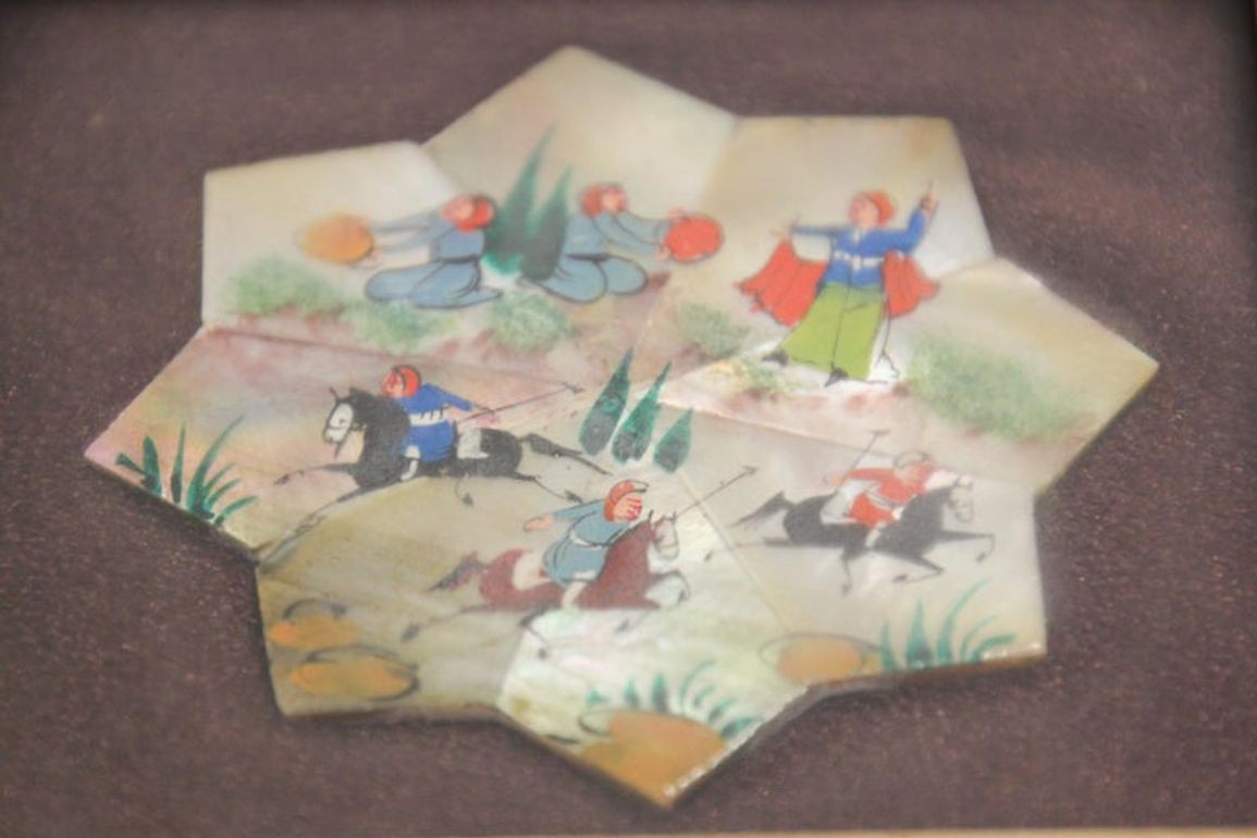 Framed Middle Eastern Miniature Painting on Shell