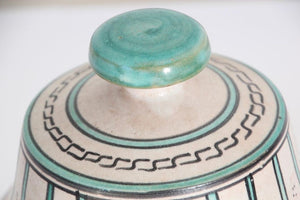Moorish Ceramic Glazed Covered Urn Handcrafted in Fez Morocco