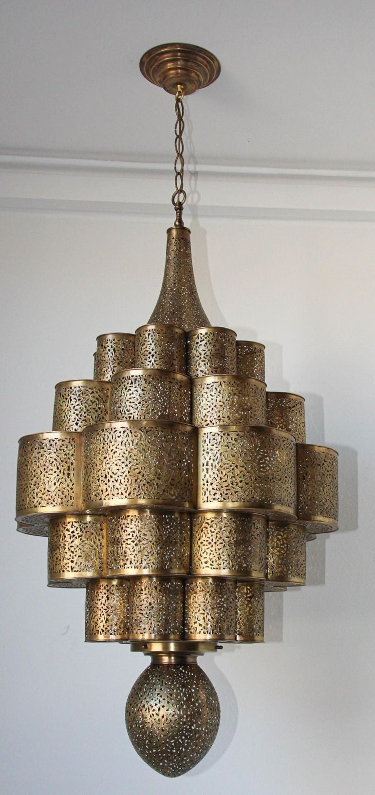 Large Moroccan Brass Chandelier Moorish Alhambra