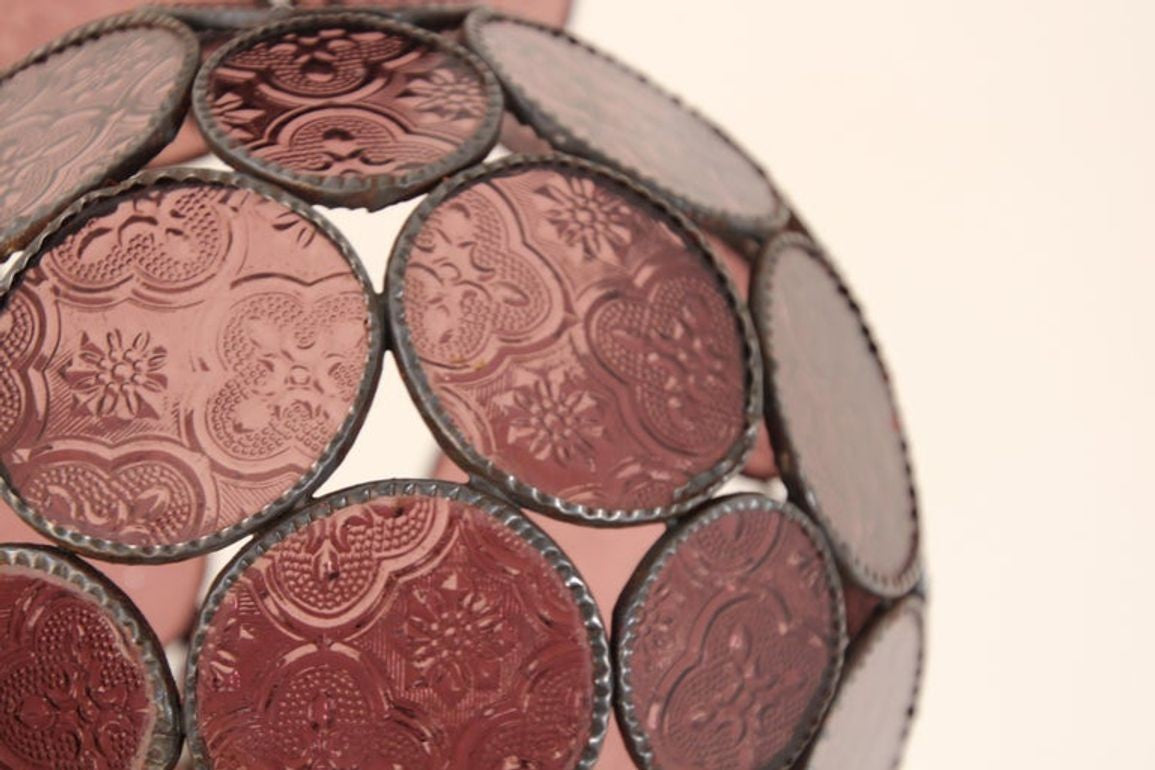 Handcrafted Moroccan Moorish Lavender Glass Lantern or Orb Pendant