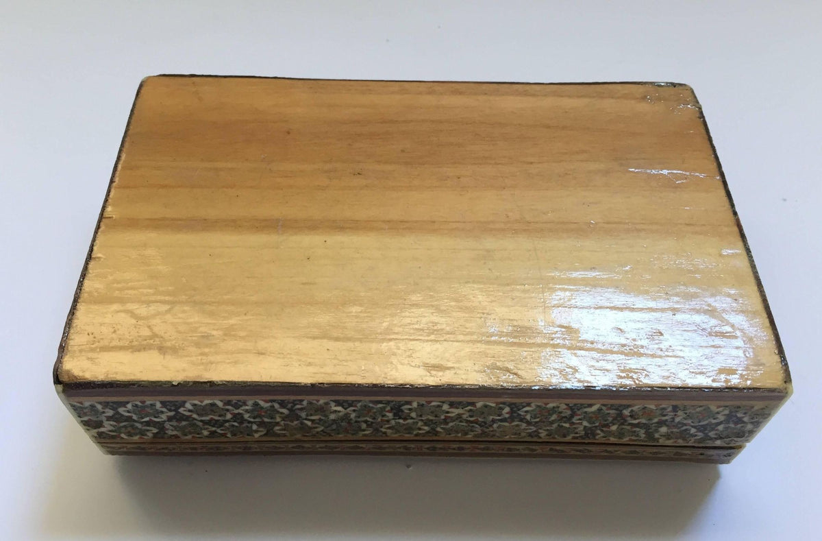 Handcrafted Persian Micro Mosaic Box with Geometric Design, 1940