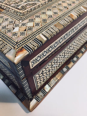 Vintage Middle Eastern Moorish Mosaic Marquetry Inlay Box