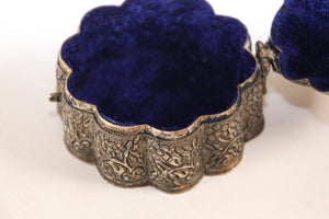 Antique Mughal Silver Chased Collectible Box Trinket Pandan Box, North India
