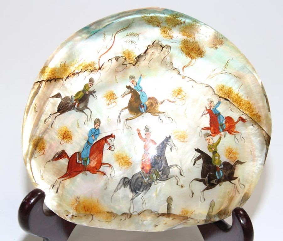 Middle Eastern Miniature Painting on Shell