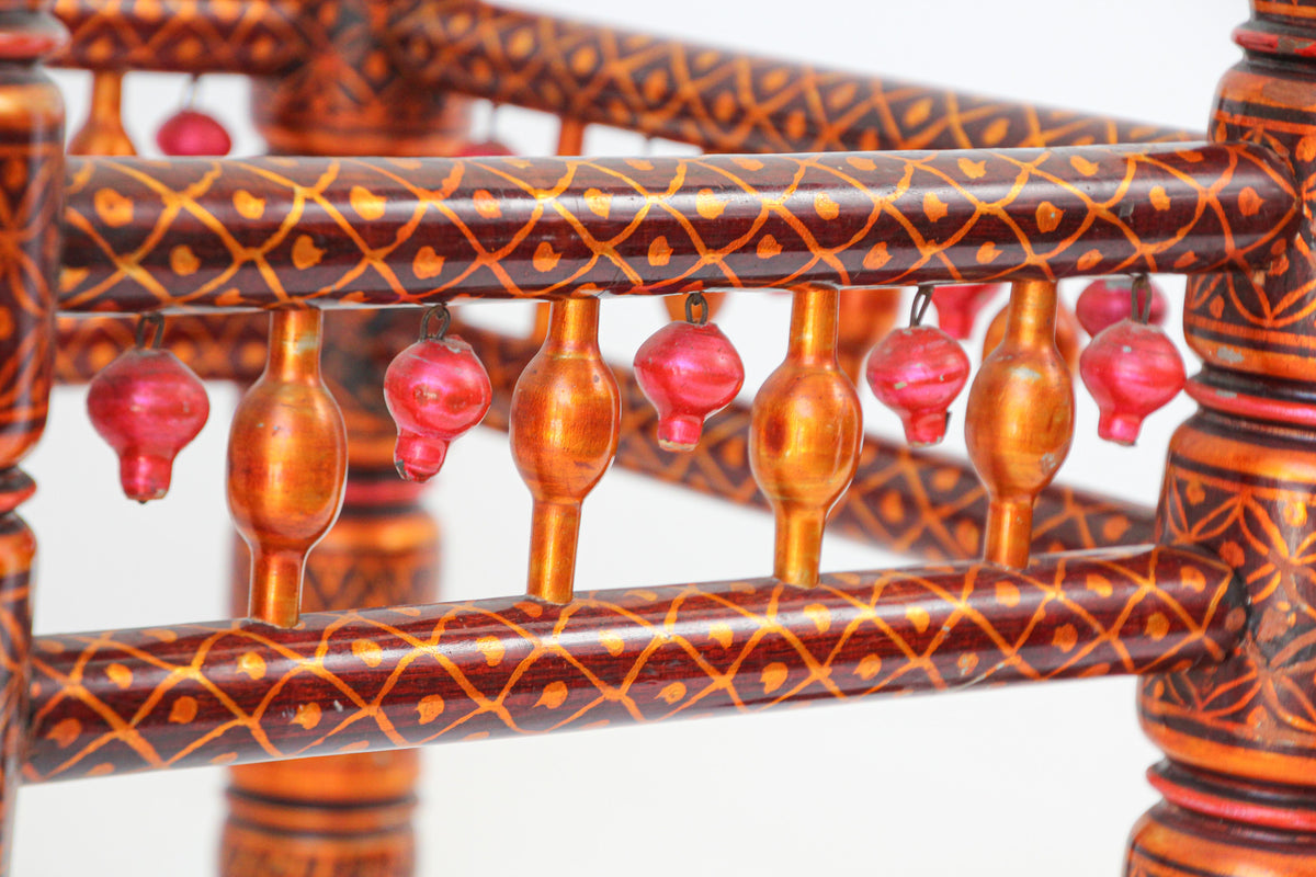 Rajasthani Hand-Painted Coffee Table, Glass Top, Vintage India, 1950 — India