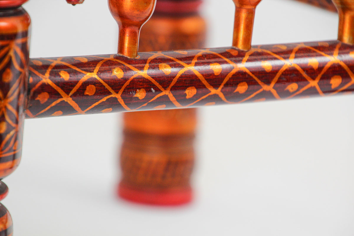 Rajasthani Hand-Painted Coffee Table, Glass Top, Vintage India, 1950 — India