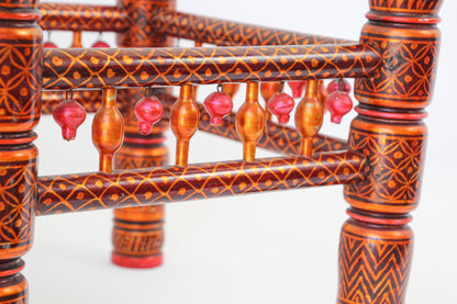 Rajasthani Hand-Painted Coffee Table, Glass Top, Vintage India, 1950 — India