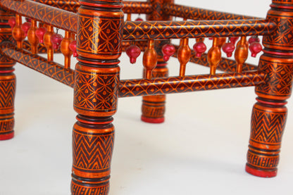 Rajasthani Hand-Painted Coffee Table, Glass Top, Vintage India, 1950 — India