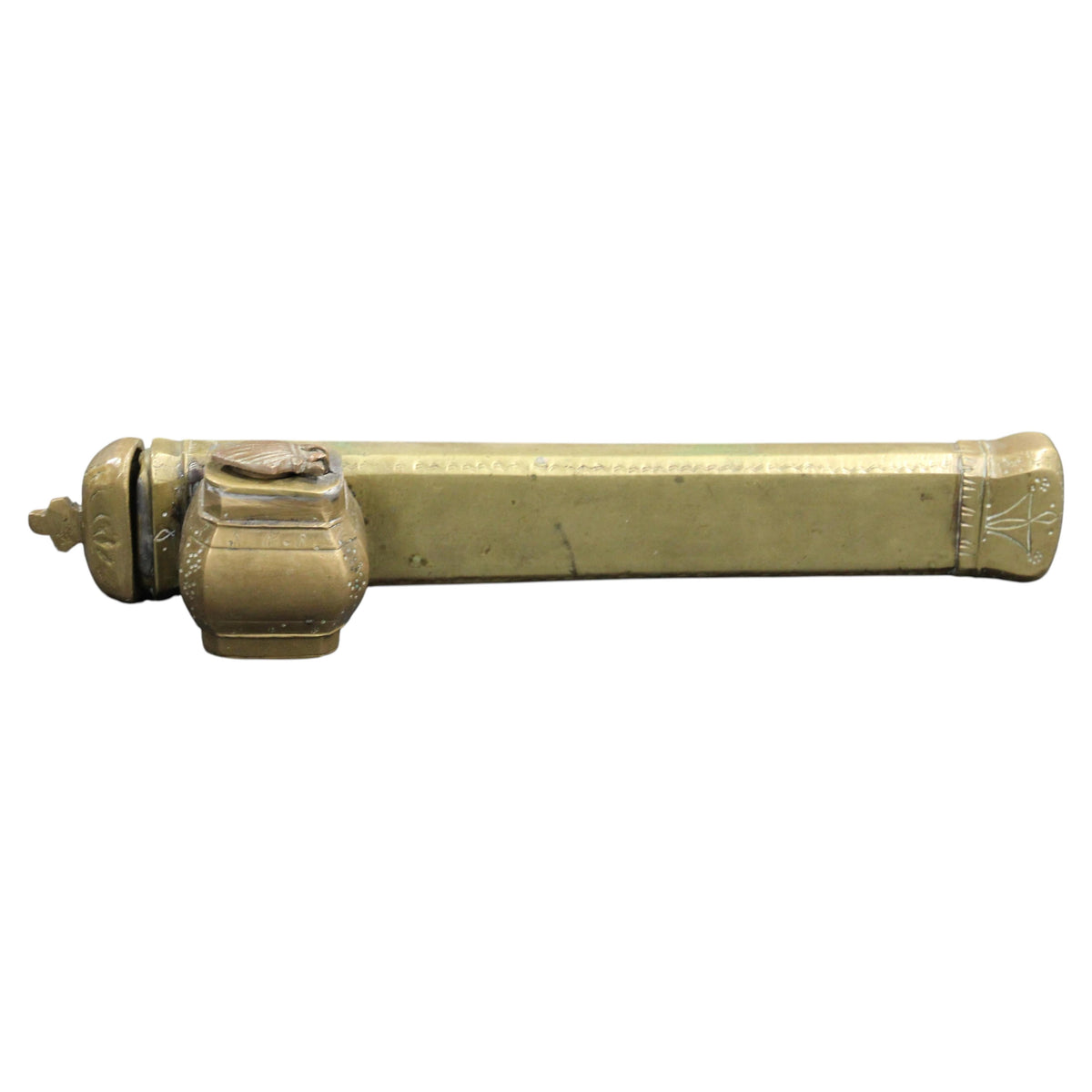 Moorish Brass Inkwell Qalamdan, 19th Century
