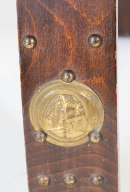 Vintage Egyptian Camel Saddle Stool, Hand-Crafted Wood & Brass, 1960s — Egypt