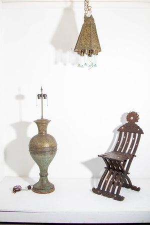 Antique Middle Eastern Oriental Brass Islamic Mughal Floor Lamp 19th C E mosaik