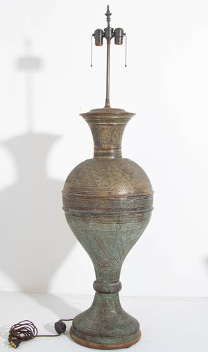 Antique Middle Eastern Oriental Brass Islamic Mughal Floor Lamp 19th C
