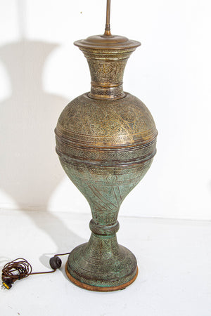 Antique Middle Eastern Oriental Brass Islamic Mughal Floor Lamp 19th C