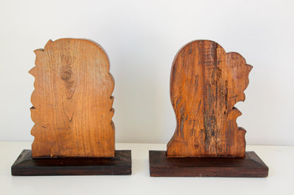 Architectural European Mounted Carved Wood Fragment, Pair — India