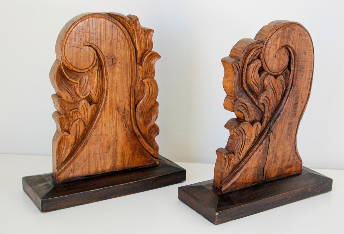 Architectural European Mounted Carved Wood Fragment, Pair — India
