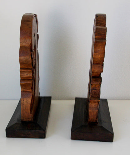 Architectural European Mounted Carved Wood Fragment, Pair — India