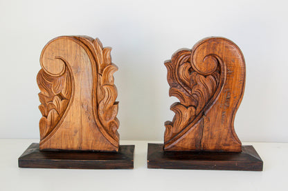 Architectural European Mounted Carved Wood Fragment, Pair — India