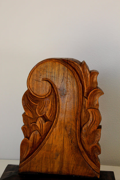 Architectural European Mounted Carved Wood Fragment, Pair — India