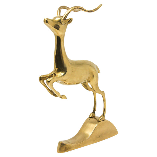 Vintage Brass Antelope Sculpture in Art Deco Style, 1950s — United States