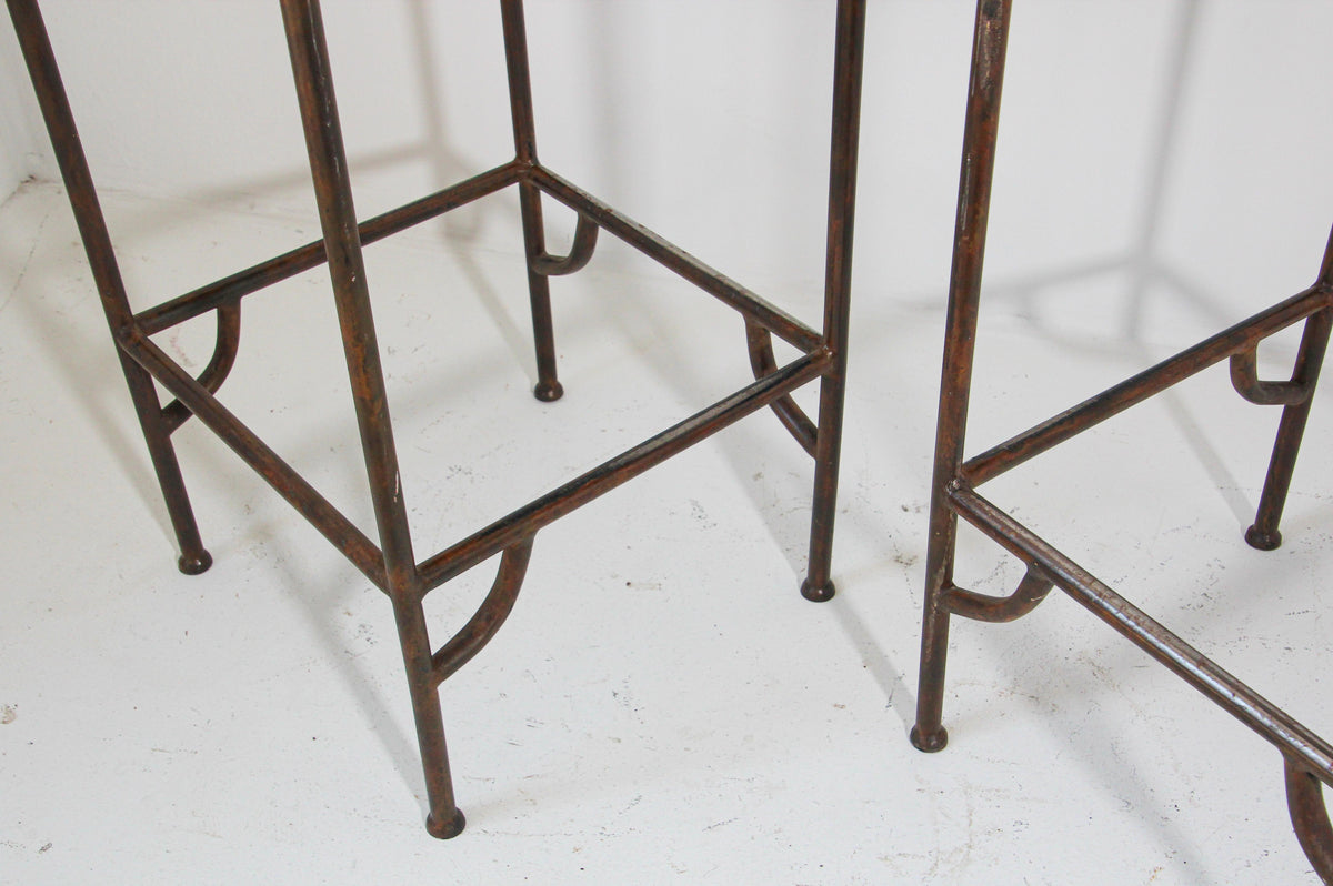 Spanish Wrought Iron Barstools with Back Set of Six — detail view 8