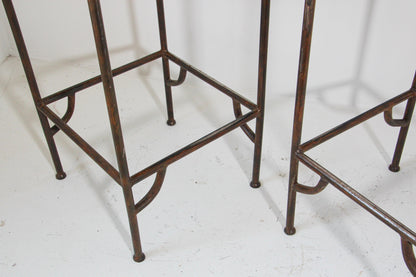 Spanish Wrought Iron Barstools with Back Set of Six — detail view 8