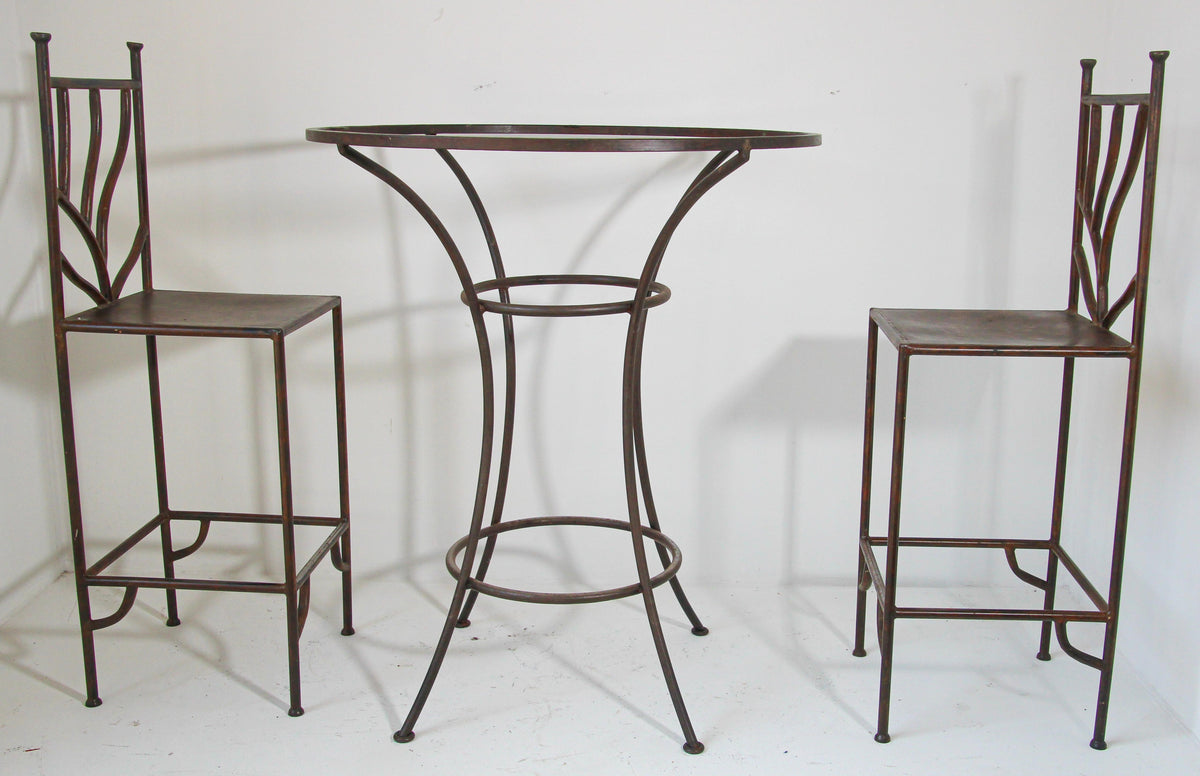 Spanish Wrought Iron Barstools with Back Set of Six — detail view 15