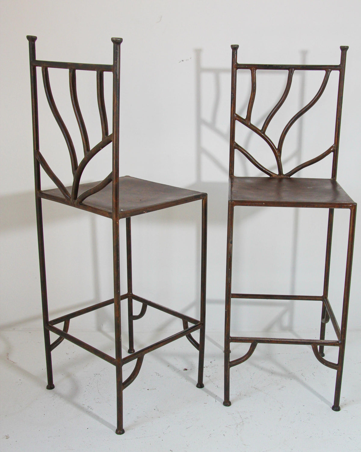 Spanish Wrought Iron Barstools with Back Set of Six — detail view 5