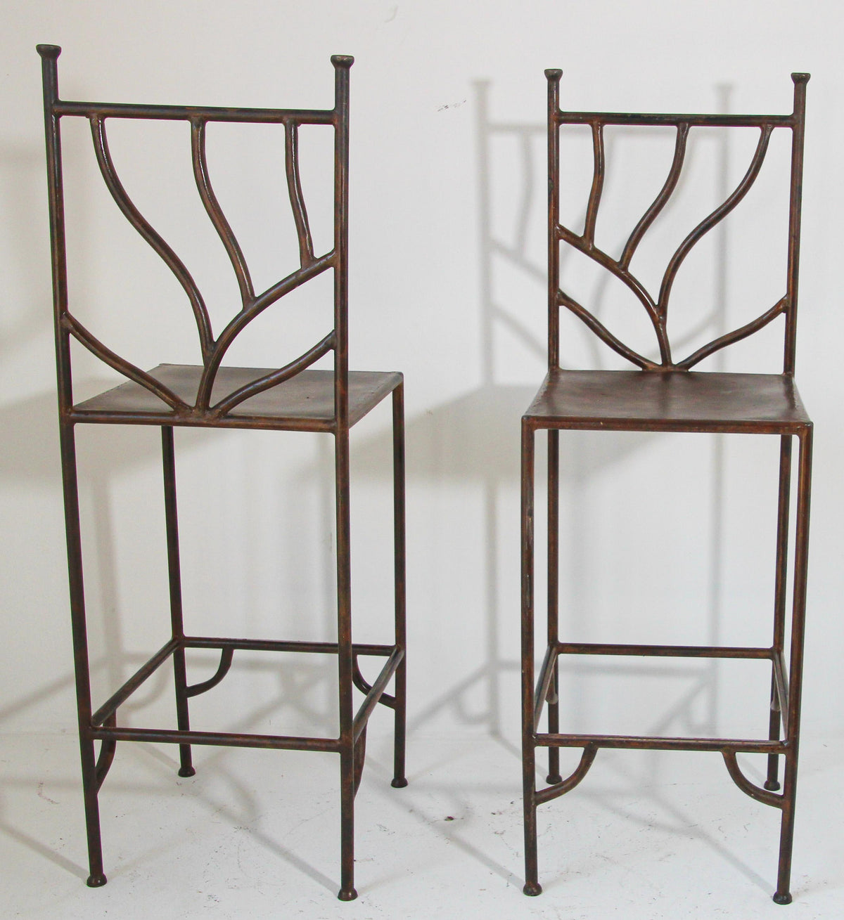 Spanish Wrought Iron Barstools with Back Set of Six — detail view 6